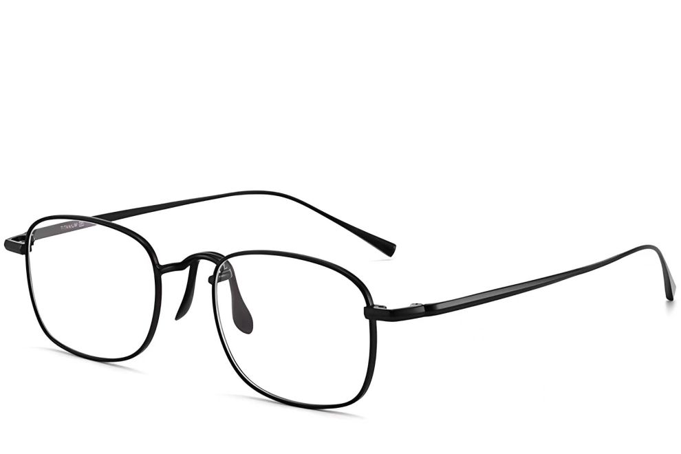 Lunettes rectangulaires en titane noir #BS1913-0143