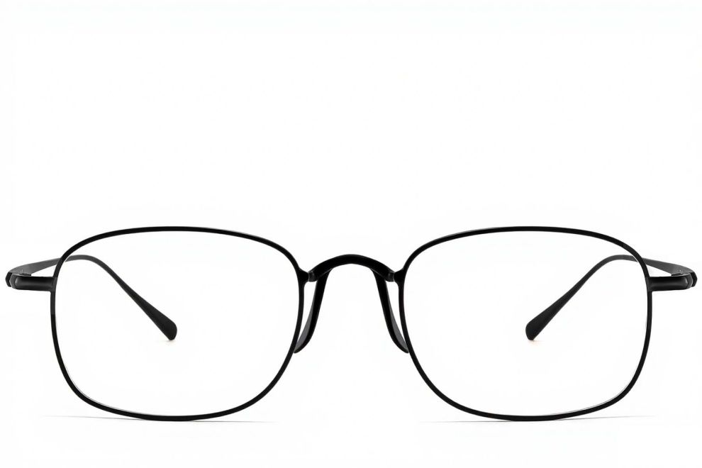 Lunettes rectangulaires en titane noir #BS1913-0143