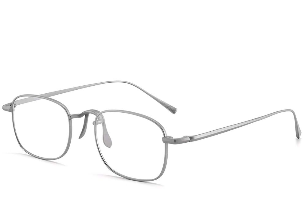 Lunettes rectangulaires en titane argenté #BS1913-0145