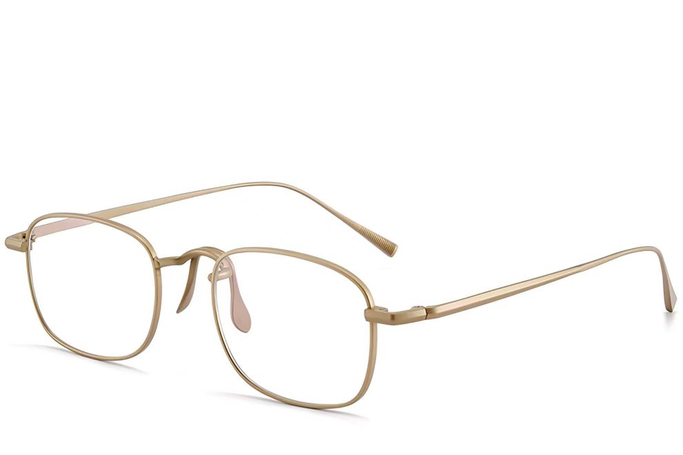 Lunettes rectangulaires en titane doré #BS1913-0146
