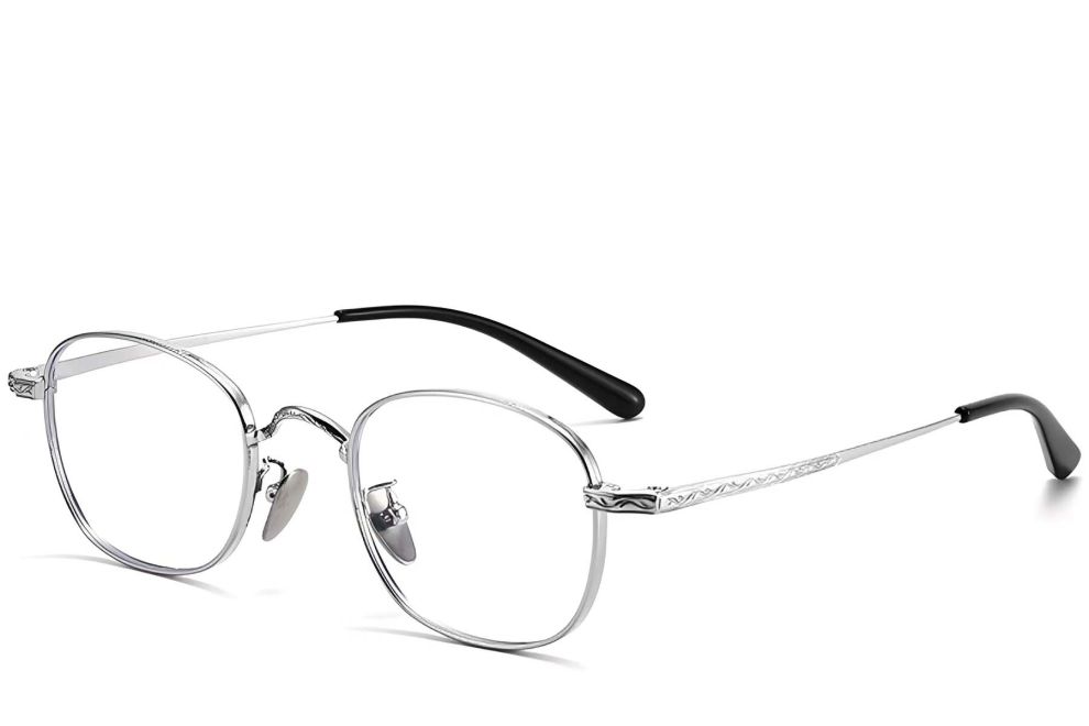 Lunettes ovales en titane argenté #BS1913-0147