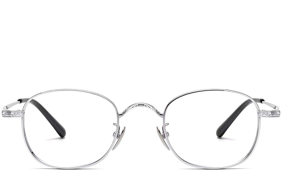 Lunettes ovales en titane argenté #BS1913-0147