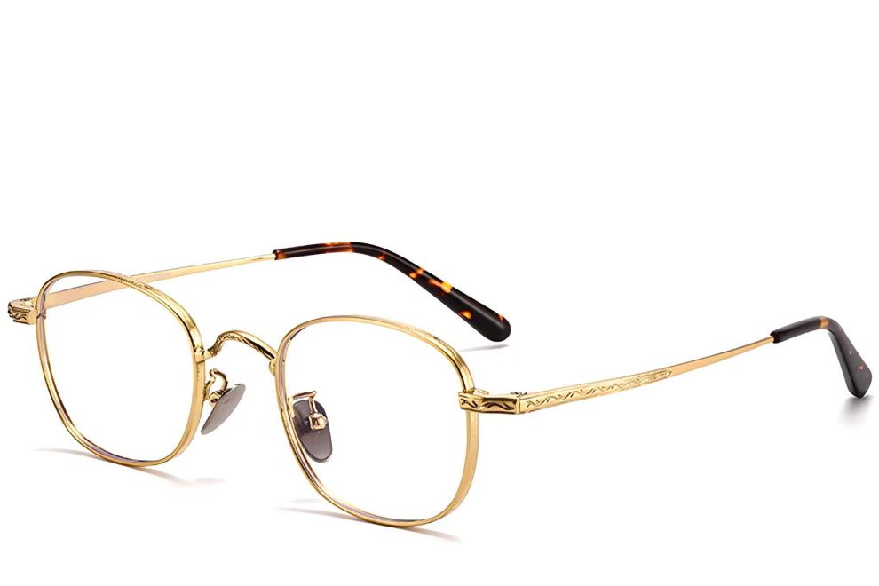 Lunettes ovales en titane doré #BS1913-0149