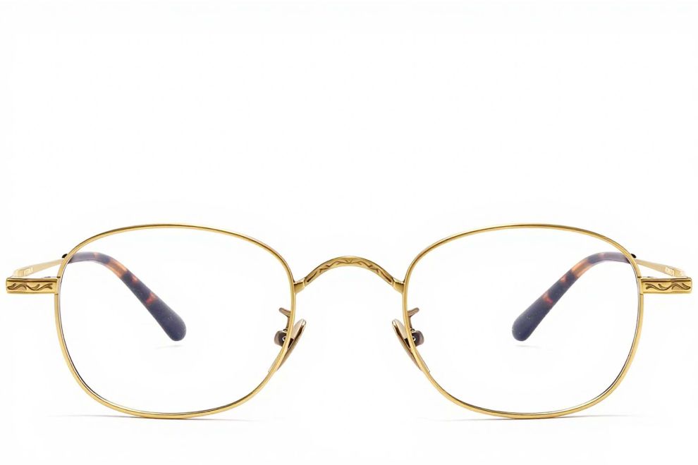 Lunettes ovales en titane doré #BS1913-0149