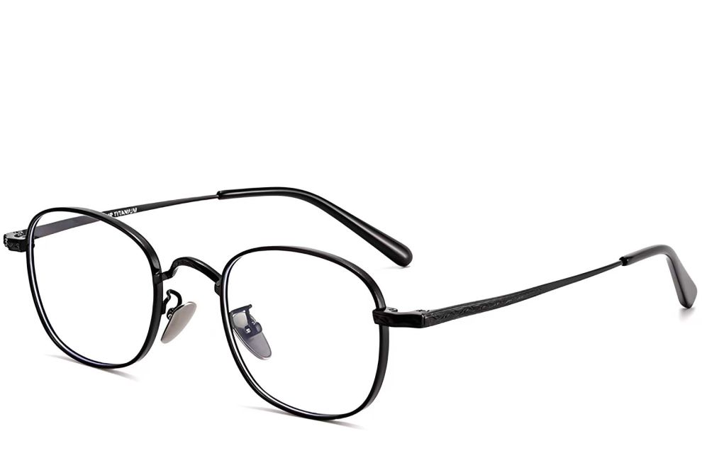 Lunettes ovales en titane noir #BS1913-0150