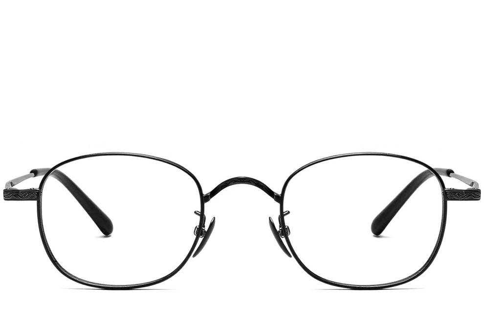 Lunettes ovales en titane noir #BS1913-0150