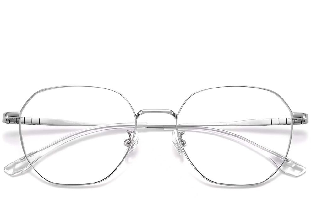 Lunettes géométriques en titane argenté #BS1913-0152
