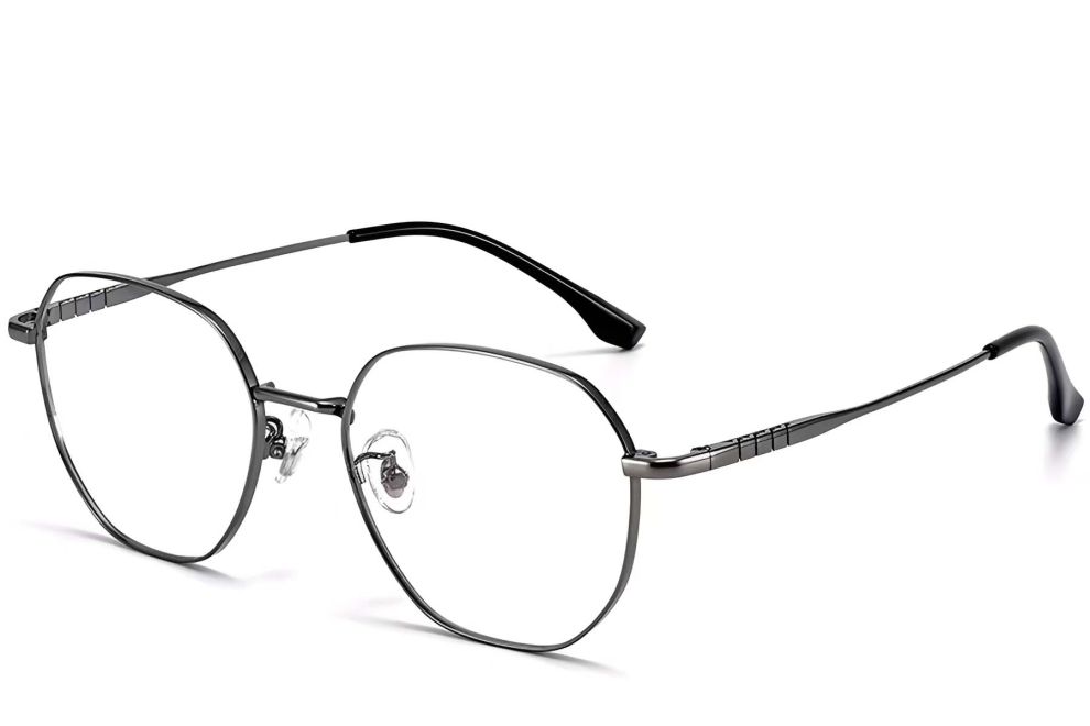 Lunettes géométriques grises en titane #BS1913-0155