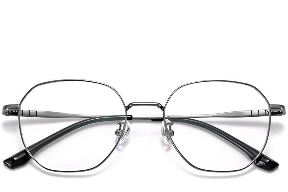 Lunettes géométriques grises en titane #BS1913-0155