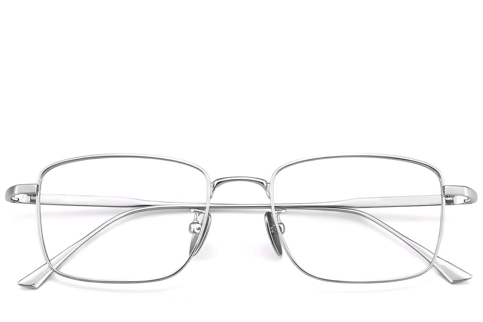 Lunettes rectangulaires en titane argenté #BS1913-0156