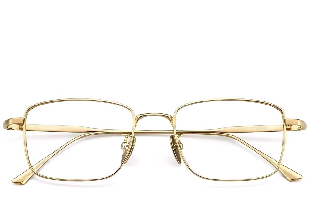 Lunettes rectangulaires en titane doré #BS1913-0157