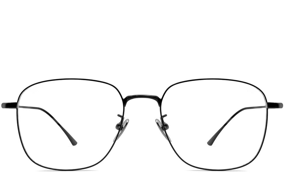 Lunettes rectangulaires en titane noir #BS1913-0161