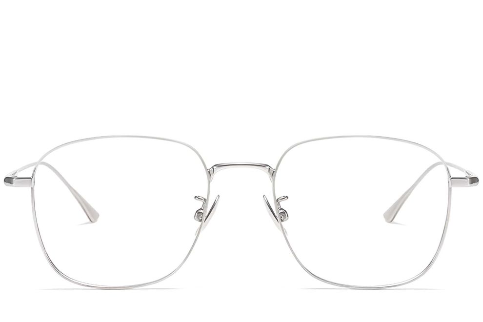 Lunettes rectangulaires en titane argenté #BS1913-0162