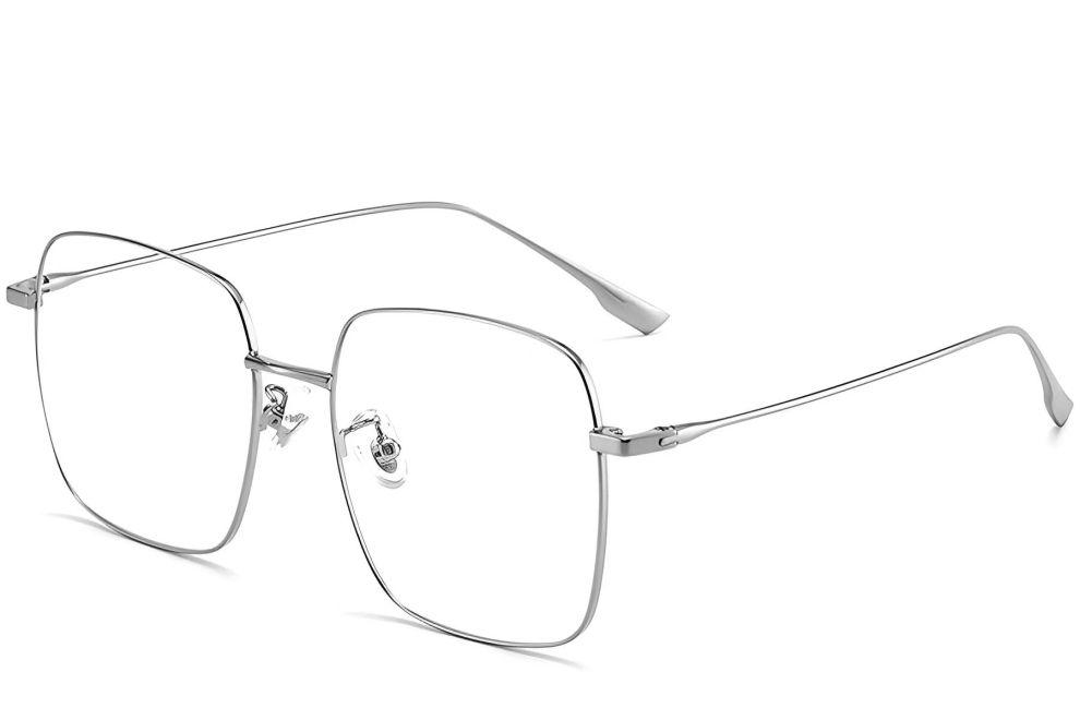 Lunettes rectangulaires en titane argenté #BS1913-0170