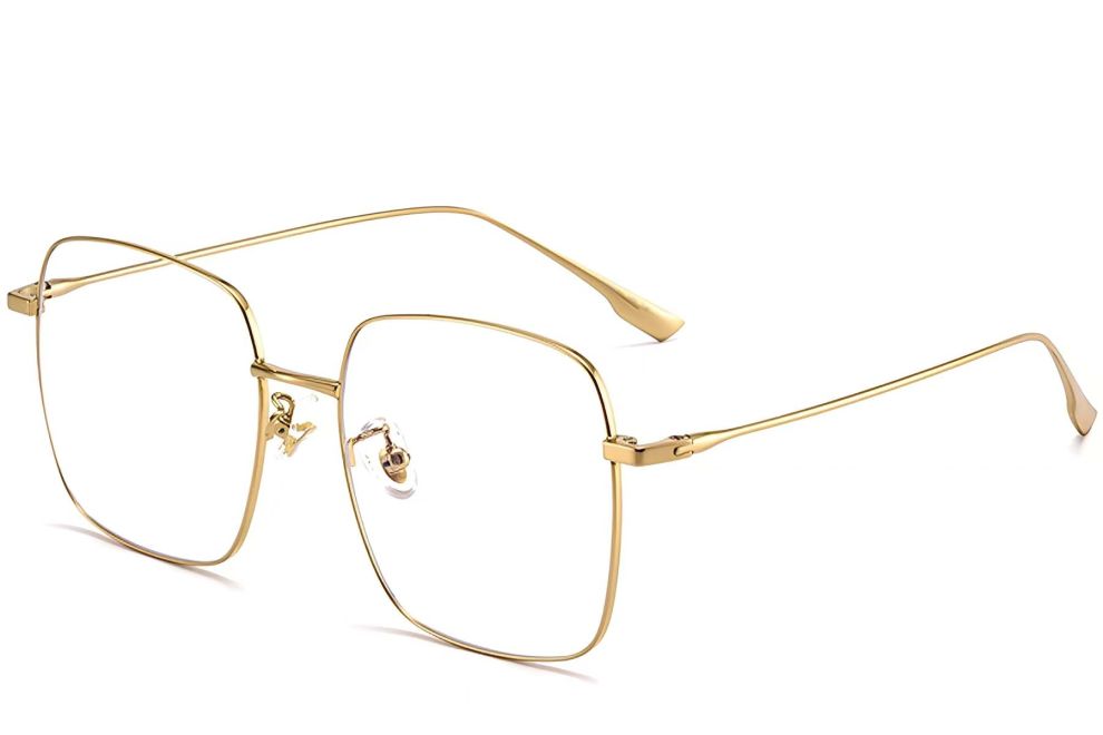Lunettes rectangulaires en titane doré #BS1913-0171