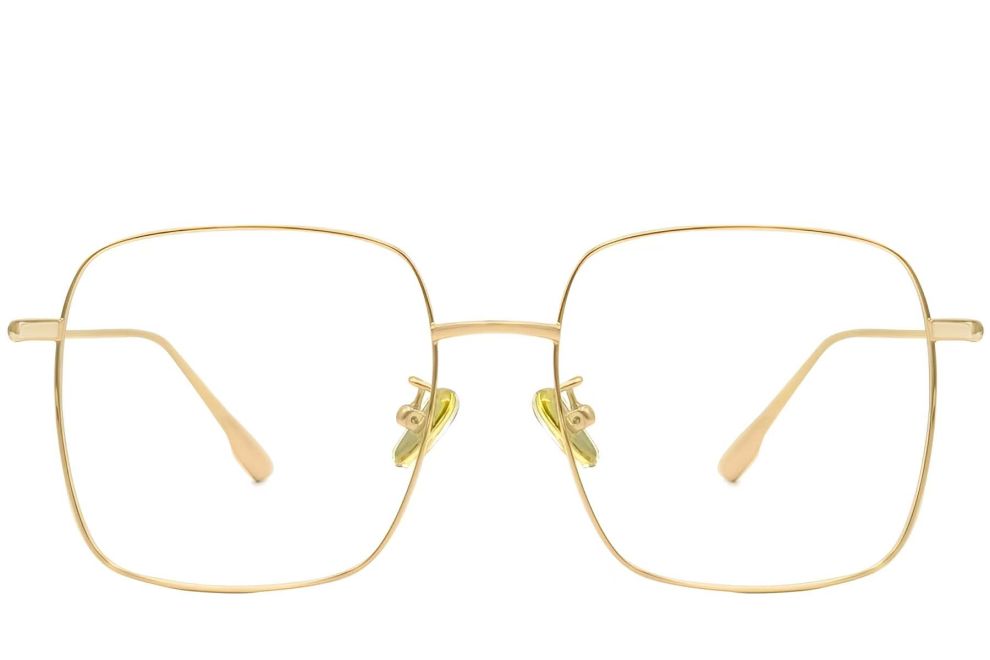 Lunettes rectangulaires en titane doré #BS1913-0171