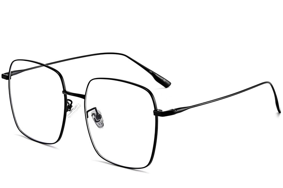 Lunettes rectangulaires en titane noir #BS1913-0172