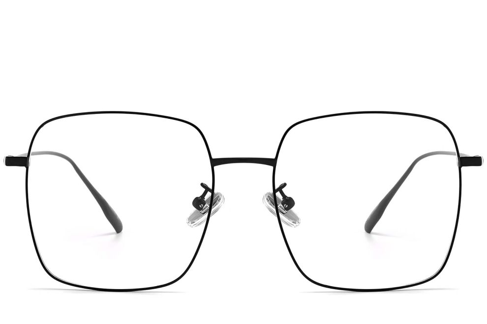 Lunettes rectangulaires en titane noir #BS1913-0172