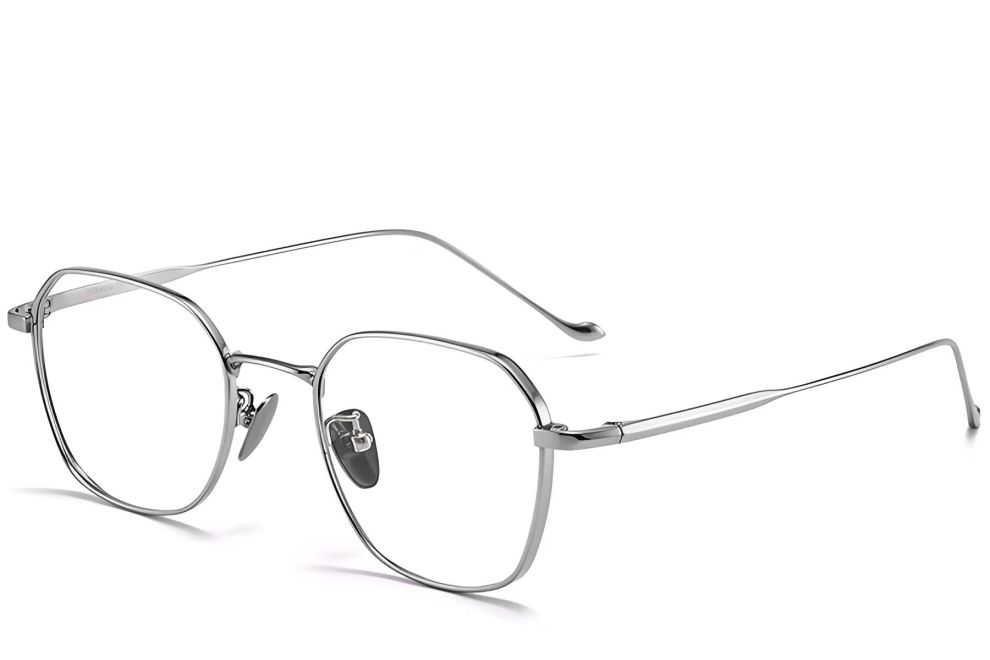 Lunettes géométriques en titane argenté #BS1913-0176