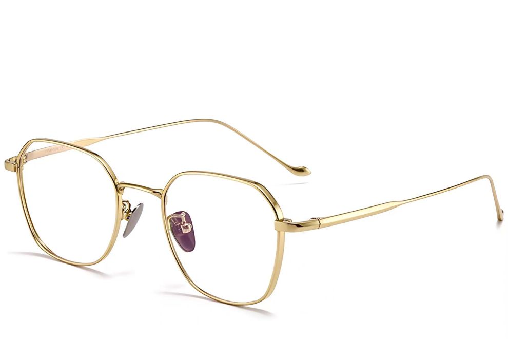 Lunettes géométriques en titane doré #BS1913-0178