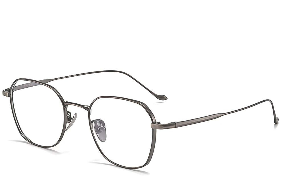 Lunettes géométriques en titane gris #BS1913-0179