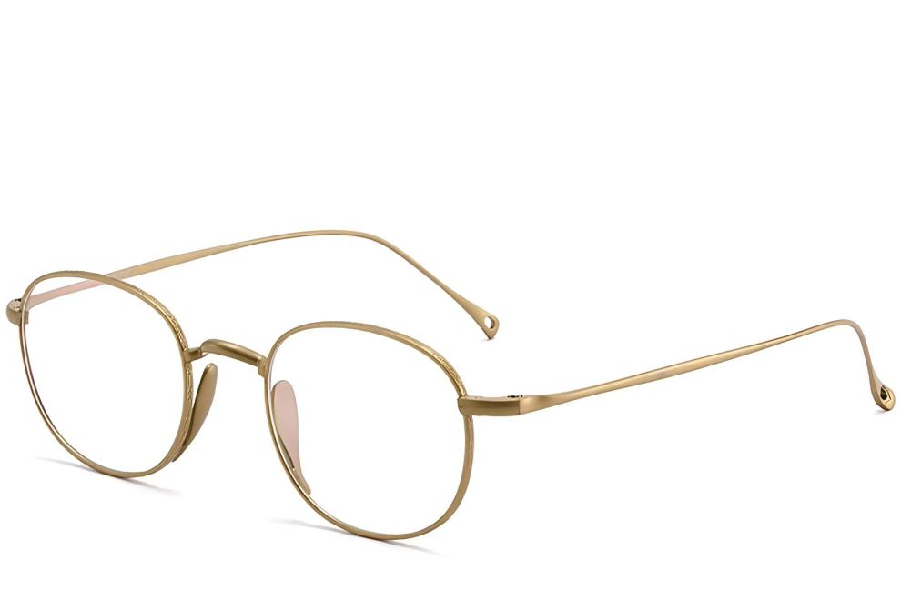 Lunettes ovales en titane doré #BS1913-0181