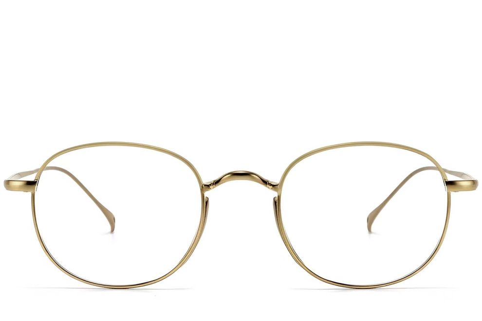 Lunettes ovales en titane doré #BS1913-0181