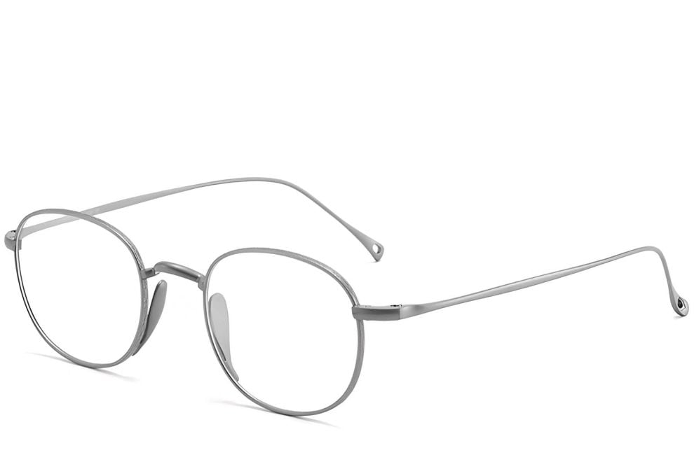 Lunettes ovales en titane argenté #BS1913-0182