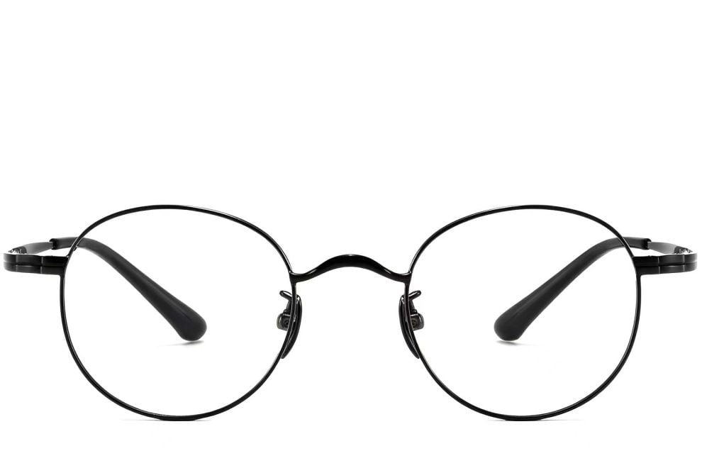 Lunettes ovales en titane noir #BS1913-0193