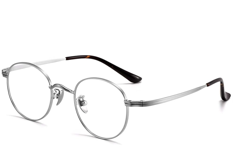 Lunettes ovales en titane argenté #BS1913-0194