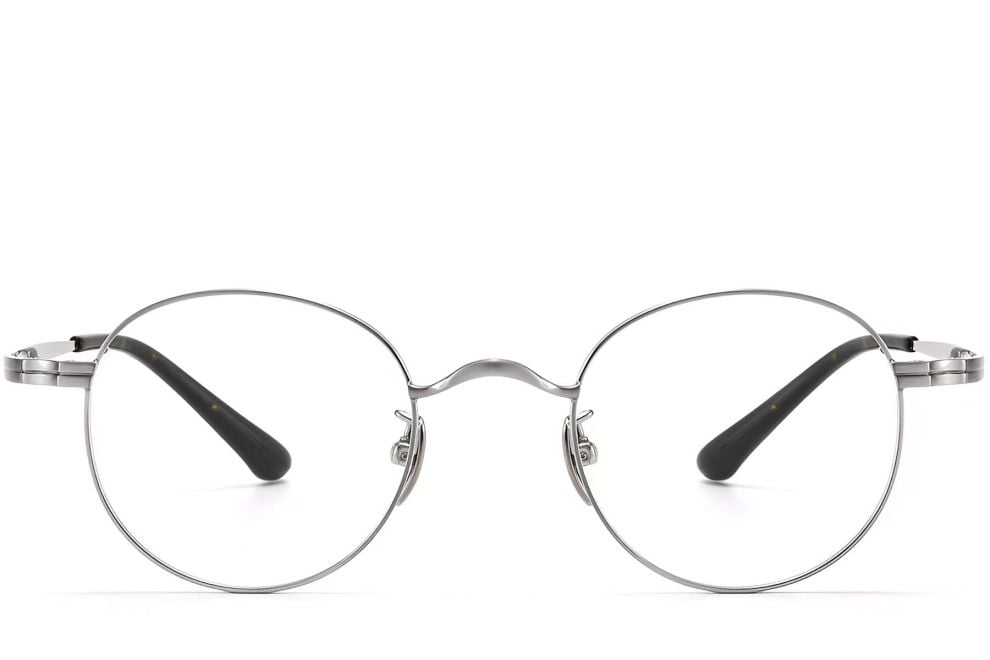 Lunettes ovales en titane argenté #BS1913-0194