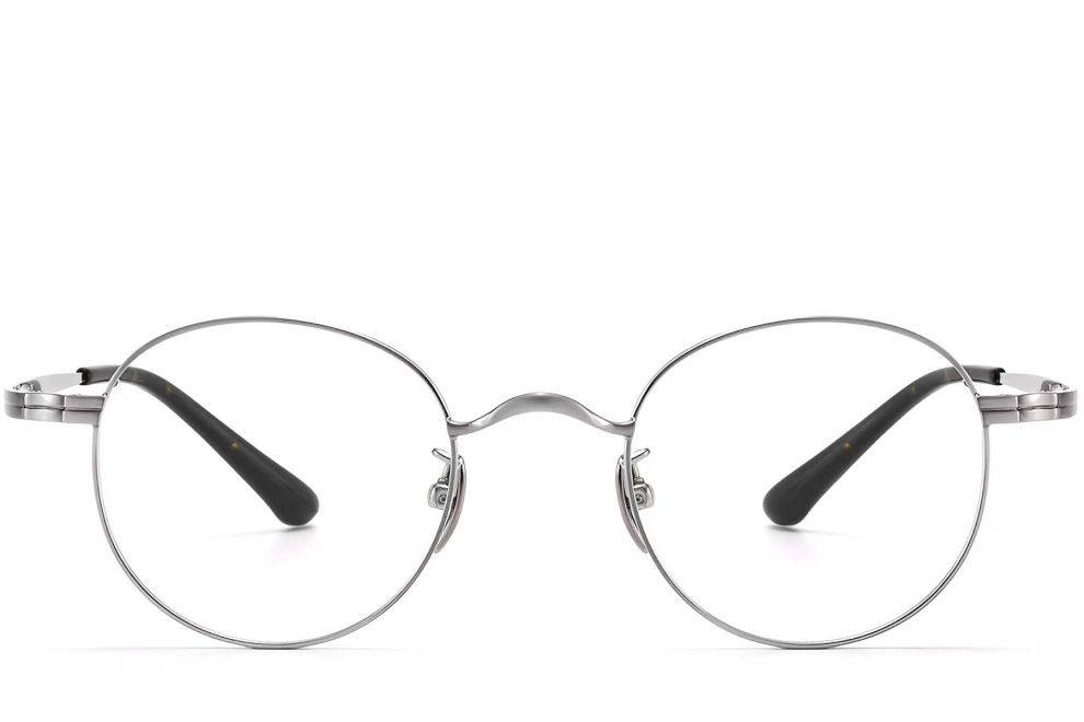Lunettes ovales en titane argenté #BS1913-0194