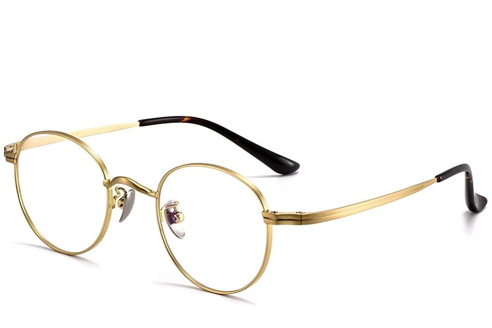 Lunettes ovales en titane doré #BS1913-0195