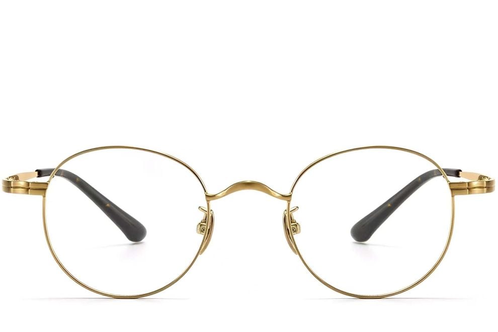Lunettes ovales en titane doré #BS1913-0195