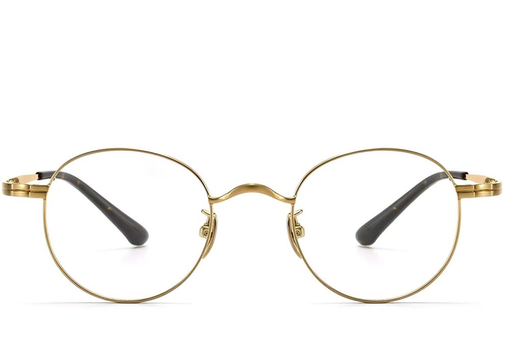Lunettes ovales en titane doré #BS1913-0195