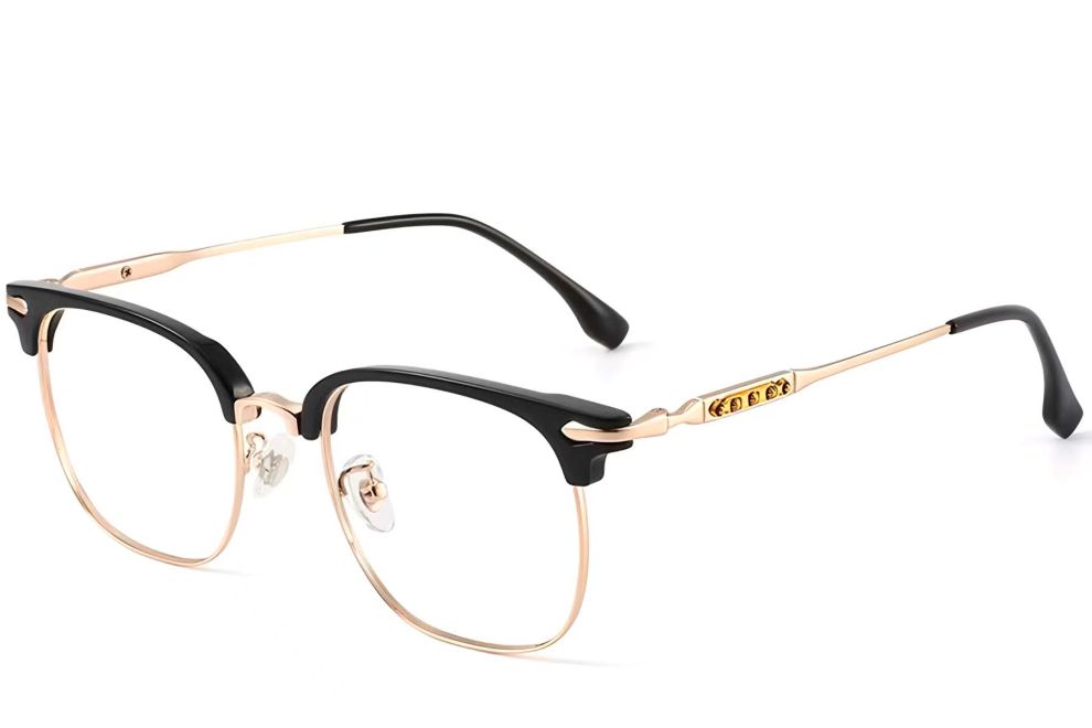 Lunettes TR90 dorées semi-cerclées #BS1913-0197