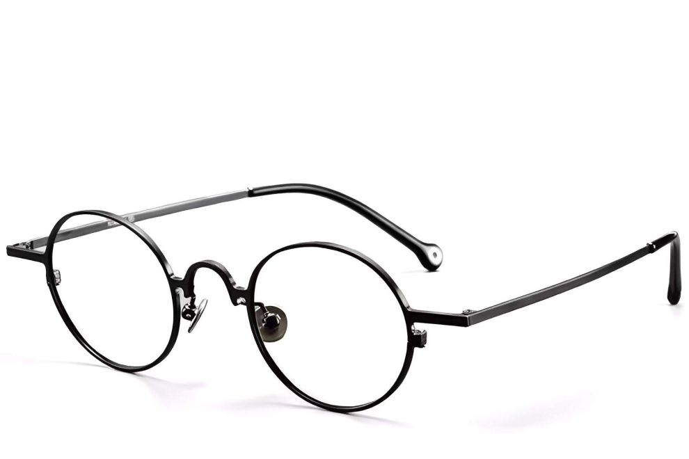 Lunettes ovales en titane noir #BS1913-0201