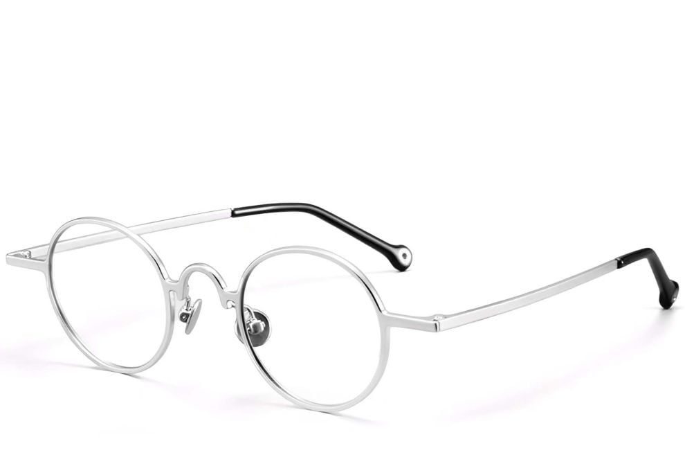 Lunettes ovales en titane argenté #BS1913-0202
