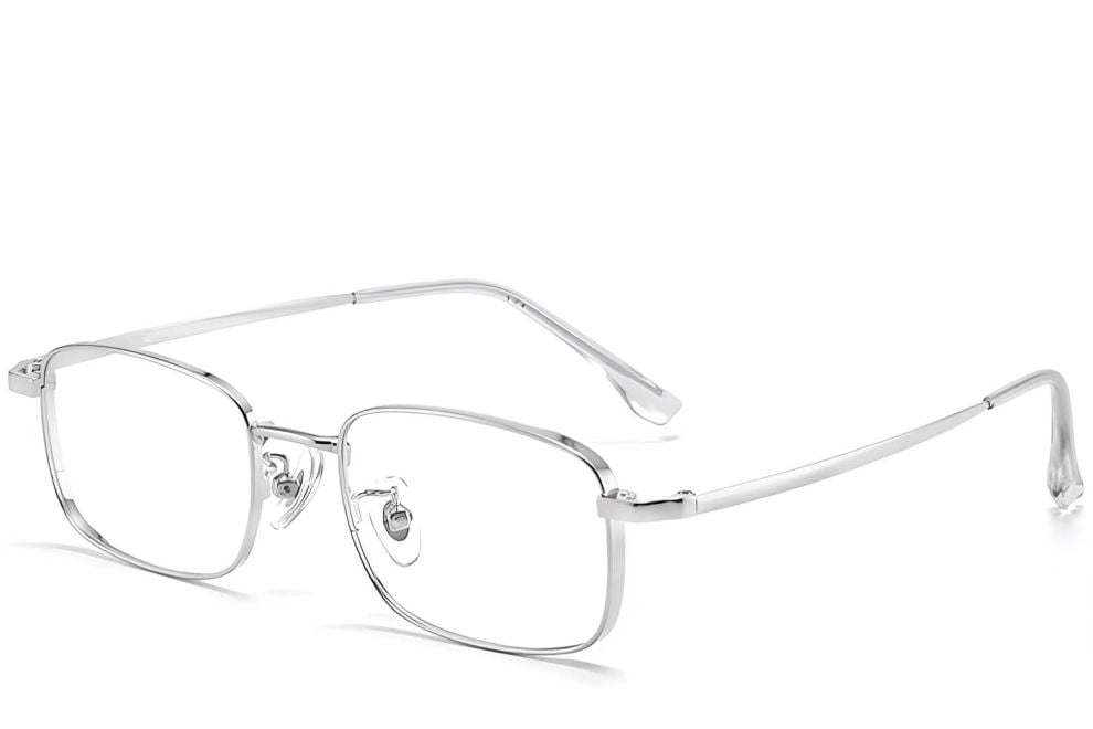 Lunettes rectangulaires en titane argenté #BS1913-0214