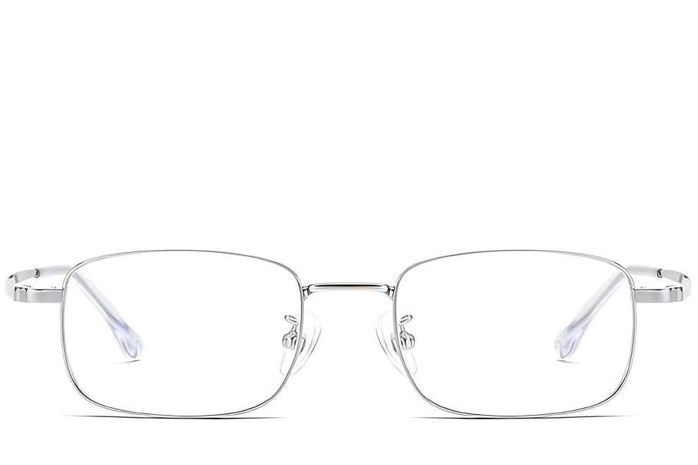 Lunettes rectangulaires en titane argenté #BS1913-0214