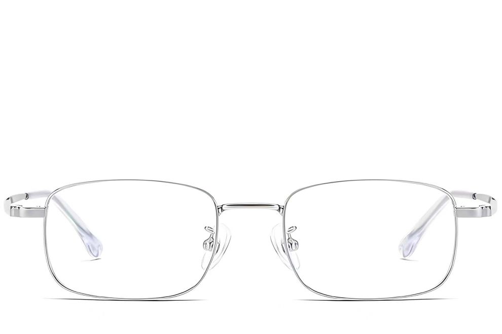 Lunettes rectangulaires en titane argenté #BS1913-0214
