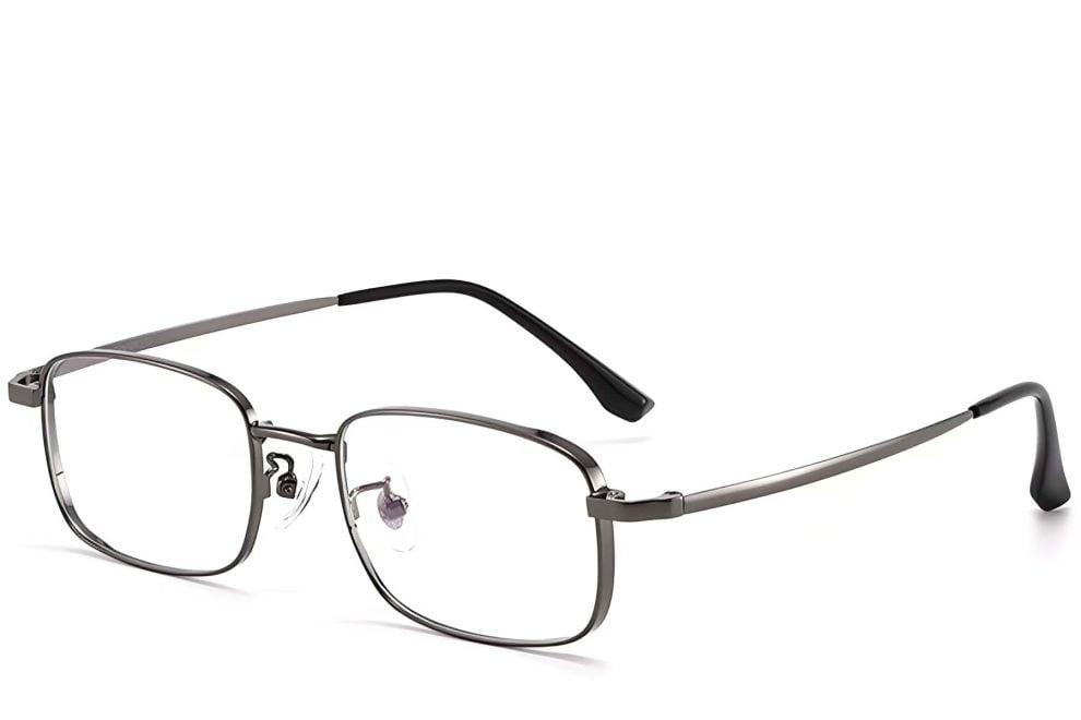 Lunettes rectangulaires en titane gris #BS1913-0215
