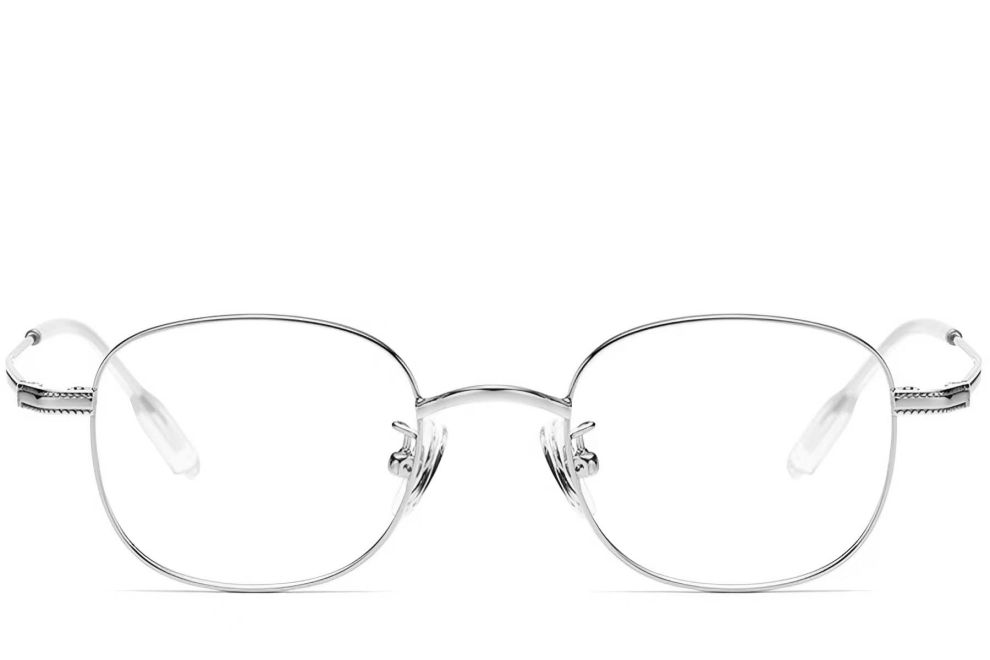 Lunettes ovales en titane argenté #BS1913-0220