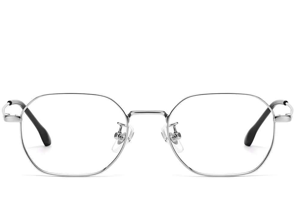 Lunettes géométriques en titane argenté #BS1913-0222