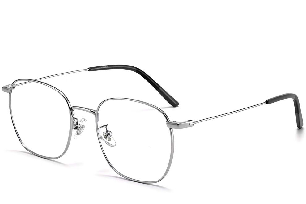 Lunettes rectangulaires en titane argenté #BS1913-0225