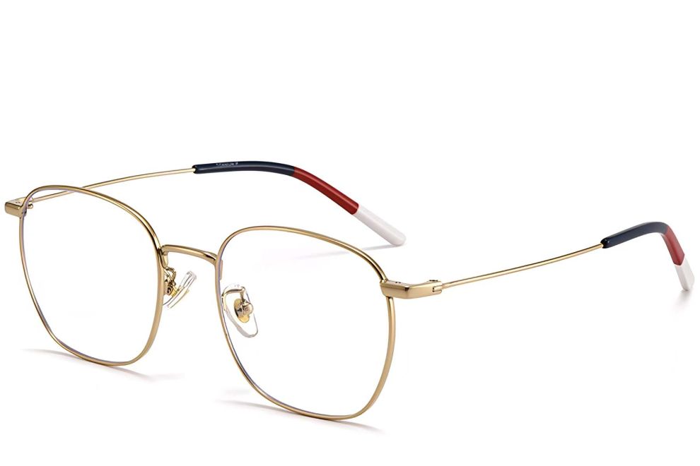 Lunettes rectangulaires en titane doré #BS1913-0228