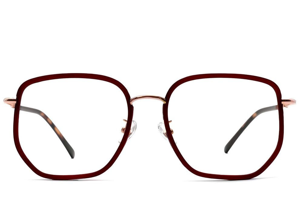 Geometrische rote Metallbrille #BS1913-0232