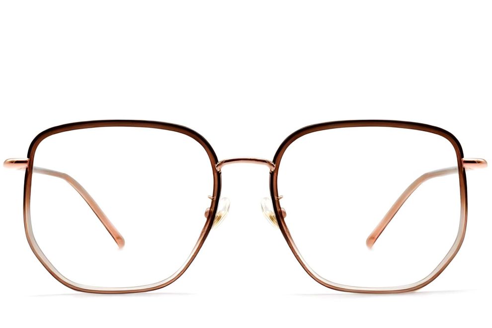 Geometrische braune Metallbrille #BS1913-0236