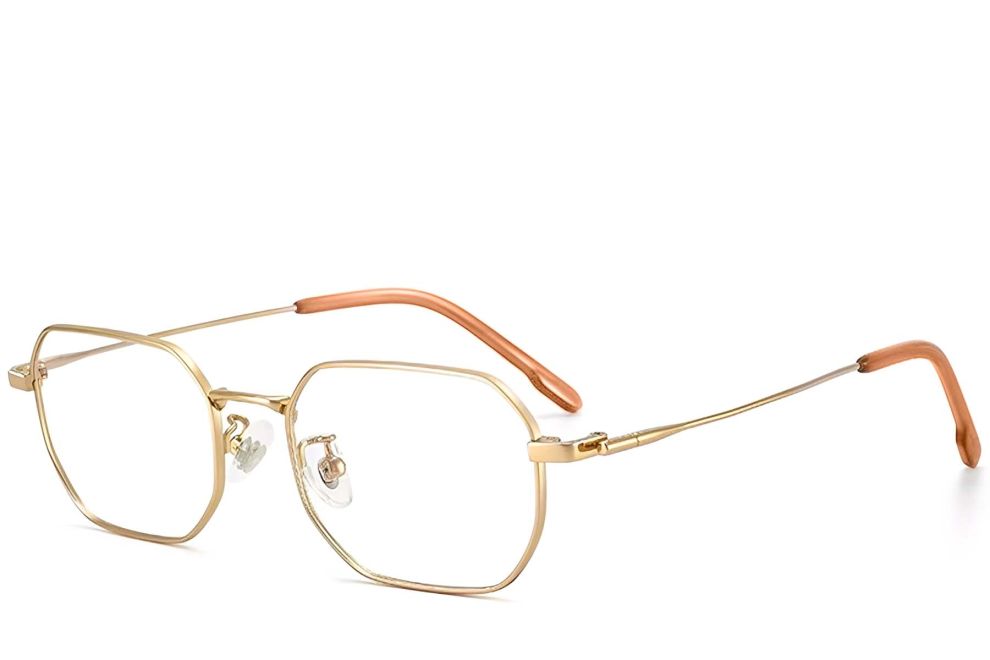 Geometrische goldene Titanbrille #BS1913-0237