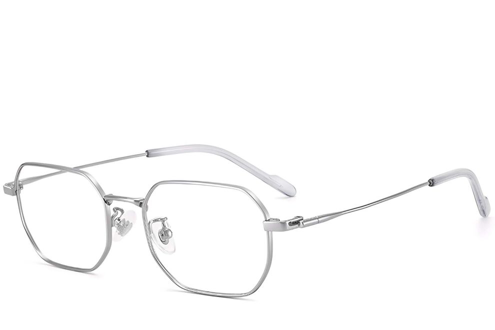 Gafas geométricas de titanio plateado #BS1913-0239